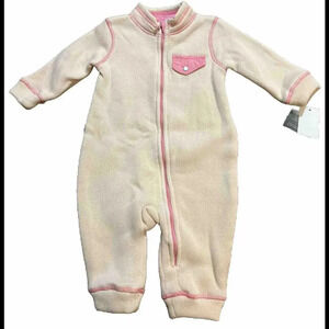 Eddie Bauer Baby Pink Outdoor Knit Zipper One Piece Suit Layette 6/9mos